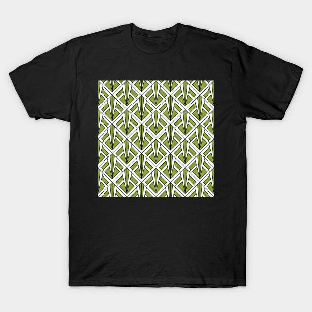 Art Deco Pattern no 87 - Green - Geometric Pattern T-Shirt by Millusti